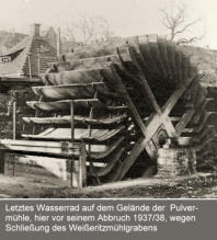 Zuppinger Wasserrad: 5,50/2,50 m, ca. 13 PS, 1929 eingebaut